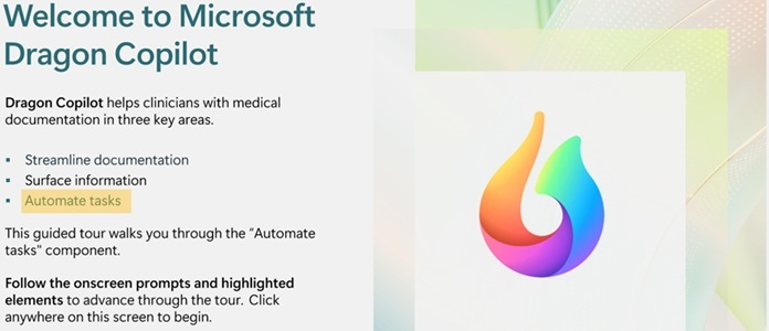 Welcome to Dragon Copilot Self-Guided Demo - Automate Tasks - link to self-guided tour Welcome to Dragon Copilot Self-Guided Demo - Automate Tasks - link to self-guided tour